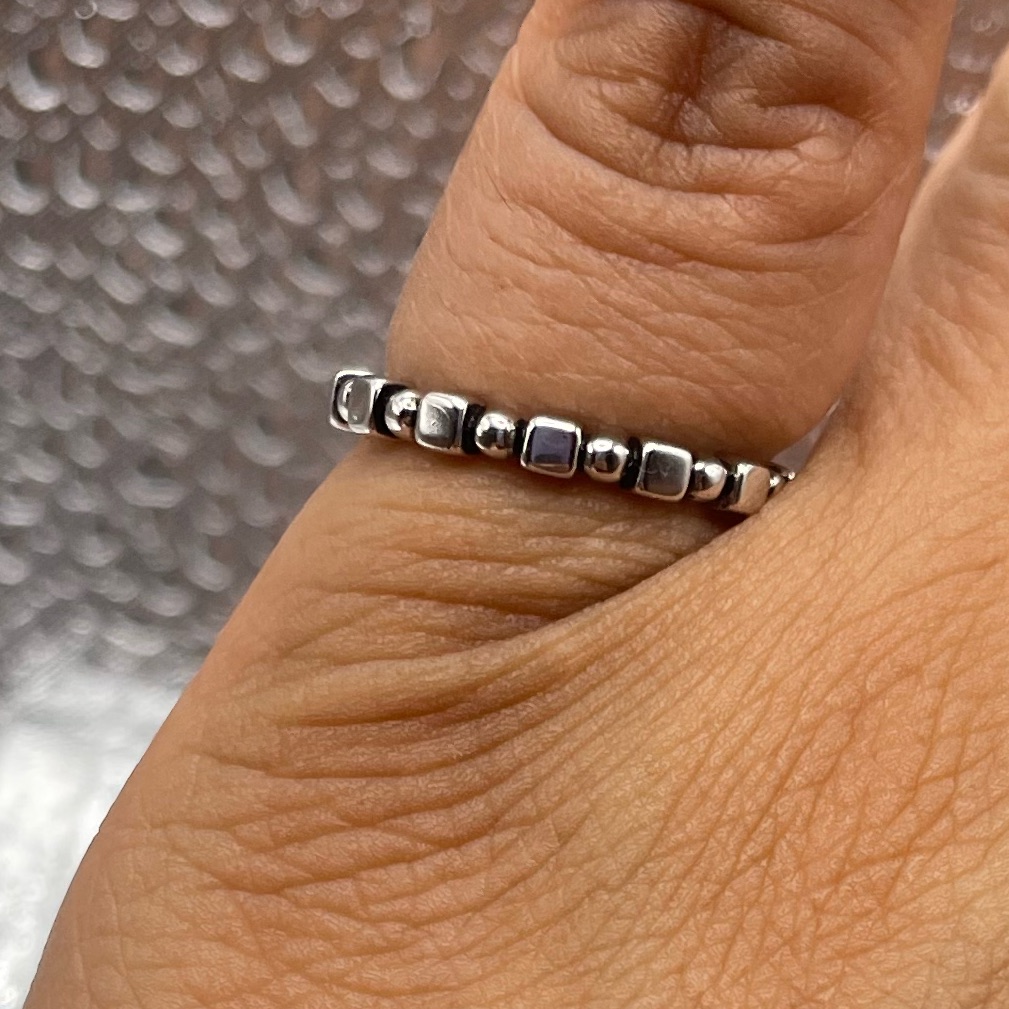 Stackable Bead And Cube Eternity Ring
